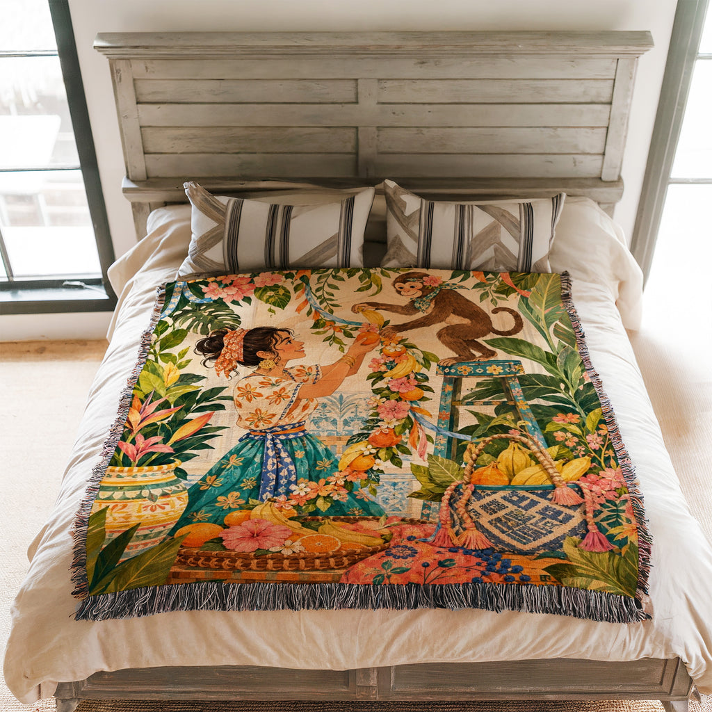 Monkey Garden Garland Blanket