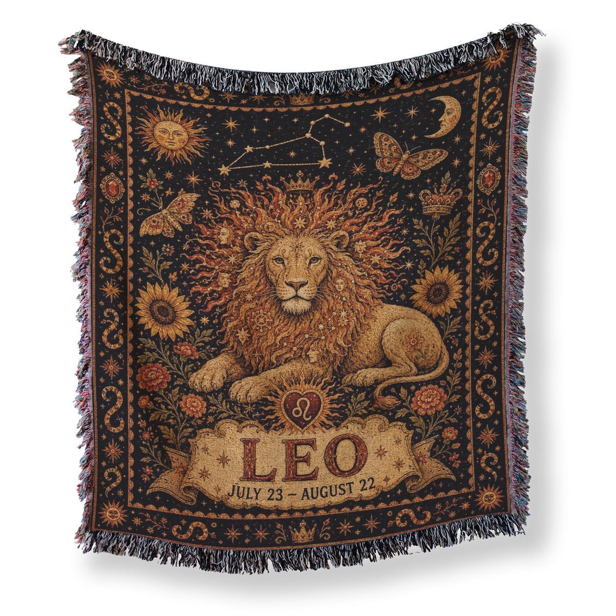 Leo Sun Crown Lion Zodiac Blanket Main image