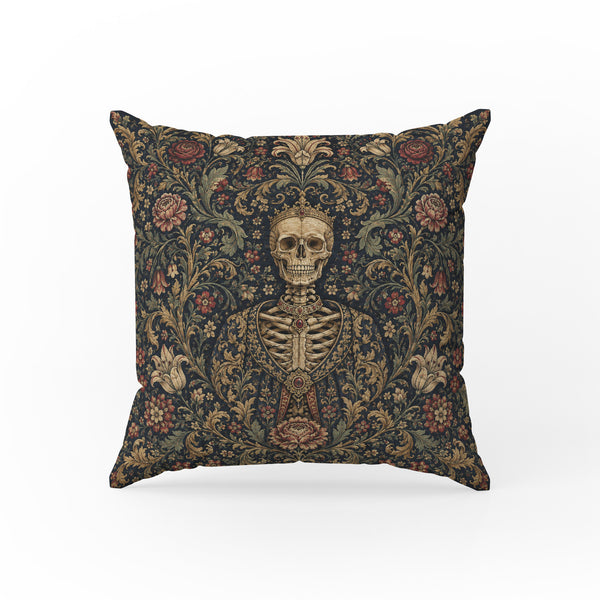 The Court of Bones – Medieval Skeleton Tapestry Pillow