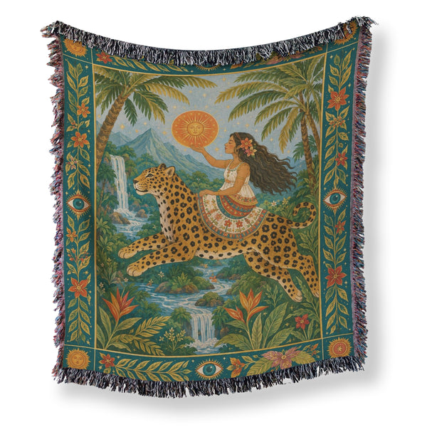 Sunlit Leopard Jungle Blanket
