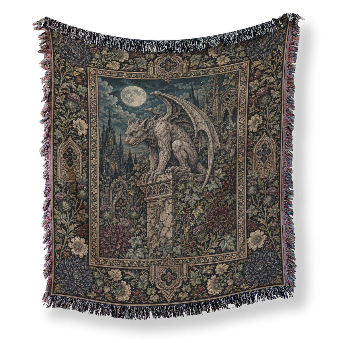 Moonlit Gargoyle Garden Blanket Main image