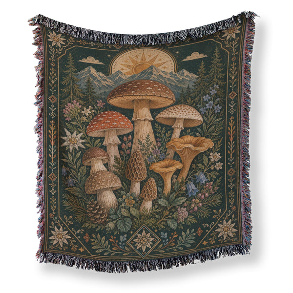 Alpine Mushroom Meadow Blanket