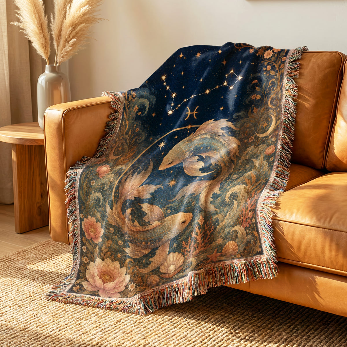Pisces Moonlit Twin Fish Blanket