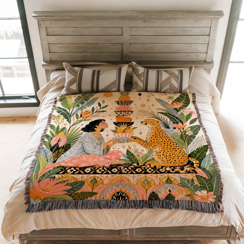 Cheetah Tropical Garden Blanket