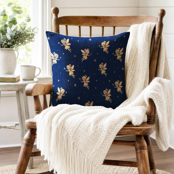 Starlight Fairies – Navy & Gold Pillow