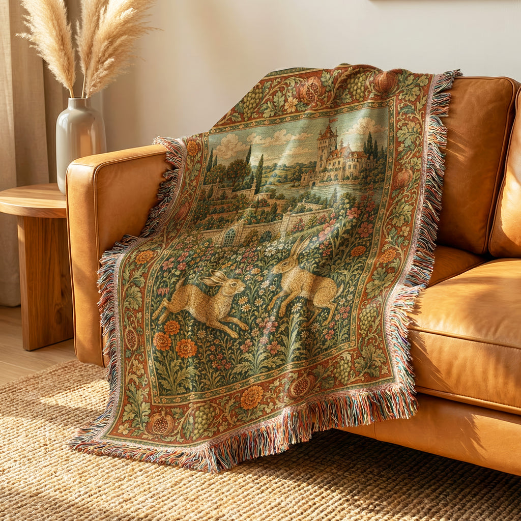 The Hares of the Castle Garden Blanket