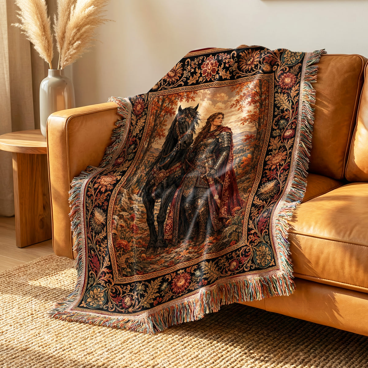 The Autumn Rider & Black Steed Blanket