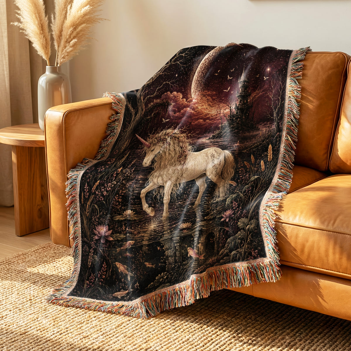 Moonlit Lake Unicorn Blanket