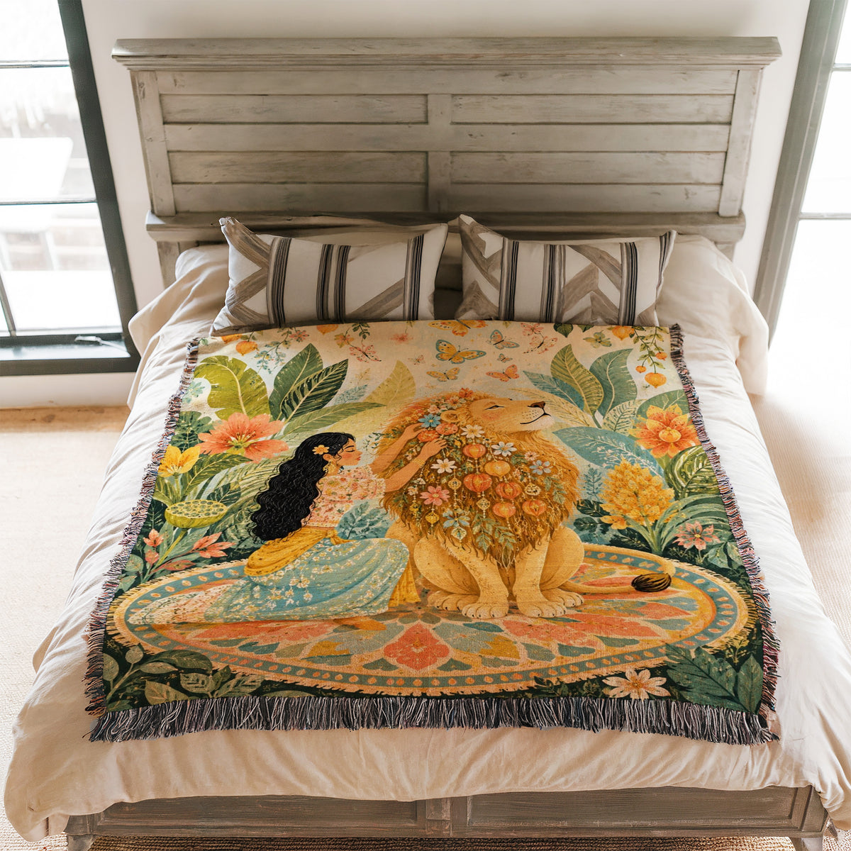 Lion Flower Crown Blanket