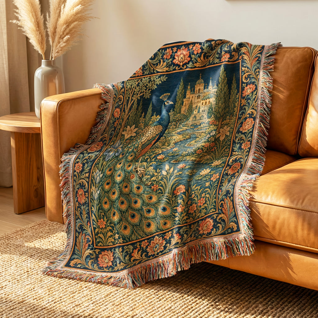 The Peacock Palace Garden Blanket