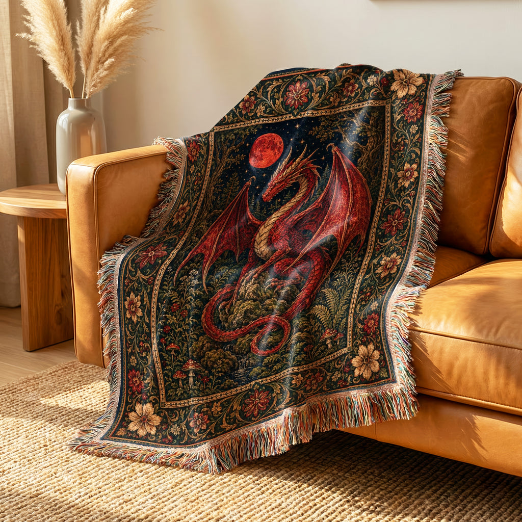 The Blood Moon Dragon Blanket