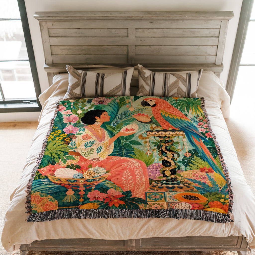 Macaw Tropical Garden Blanket