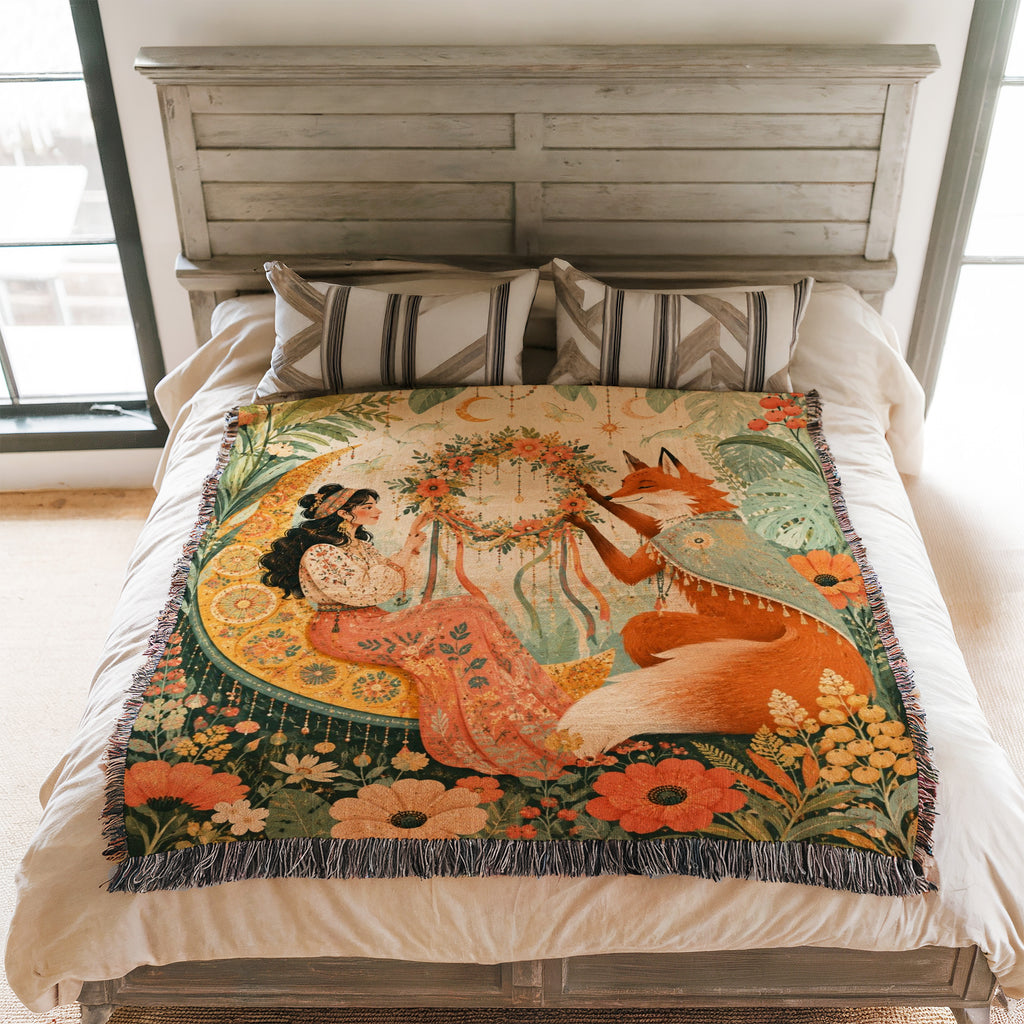 Fox Flower Wreath Blanket