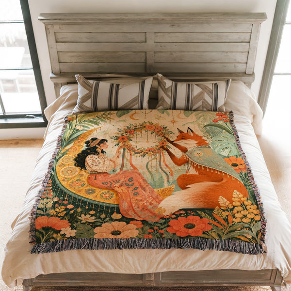 Fox Flower Wreath Blanket