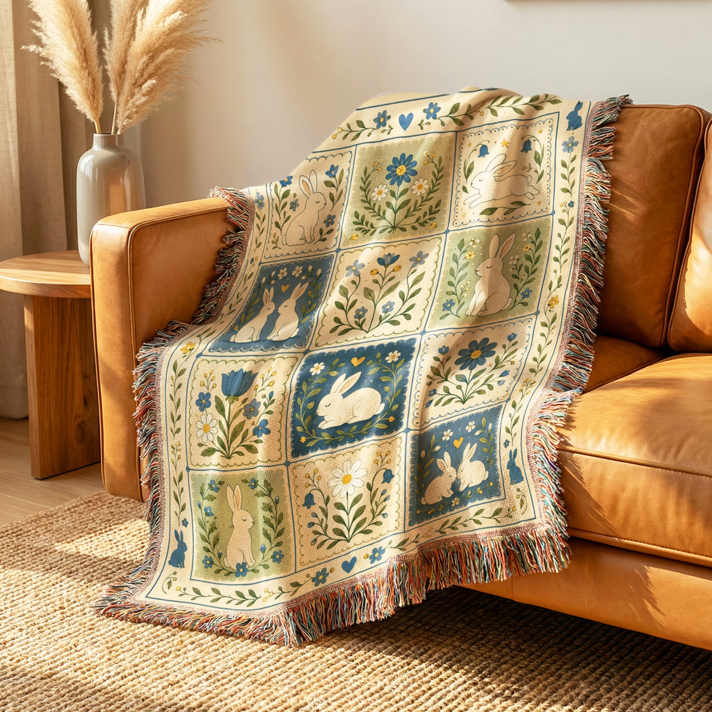 Bunnies of the Blue Meadow Blanket