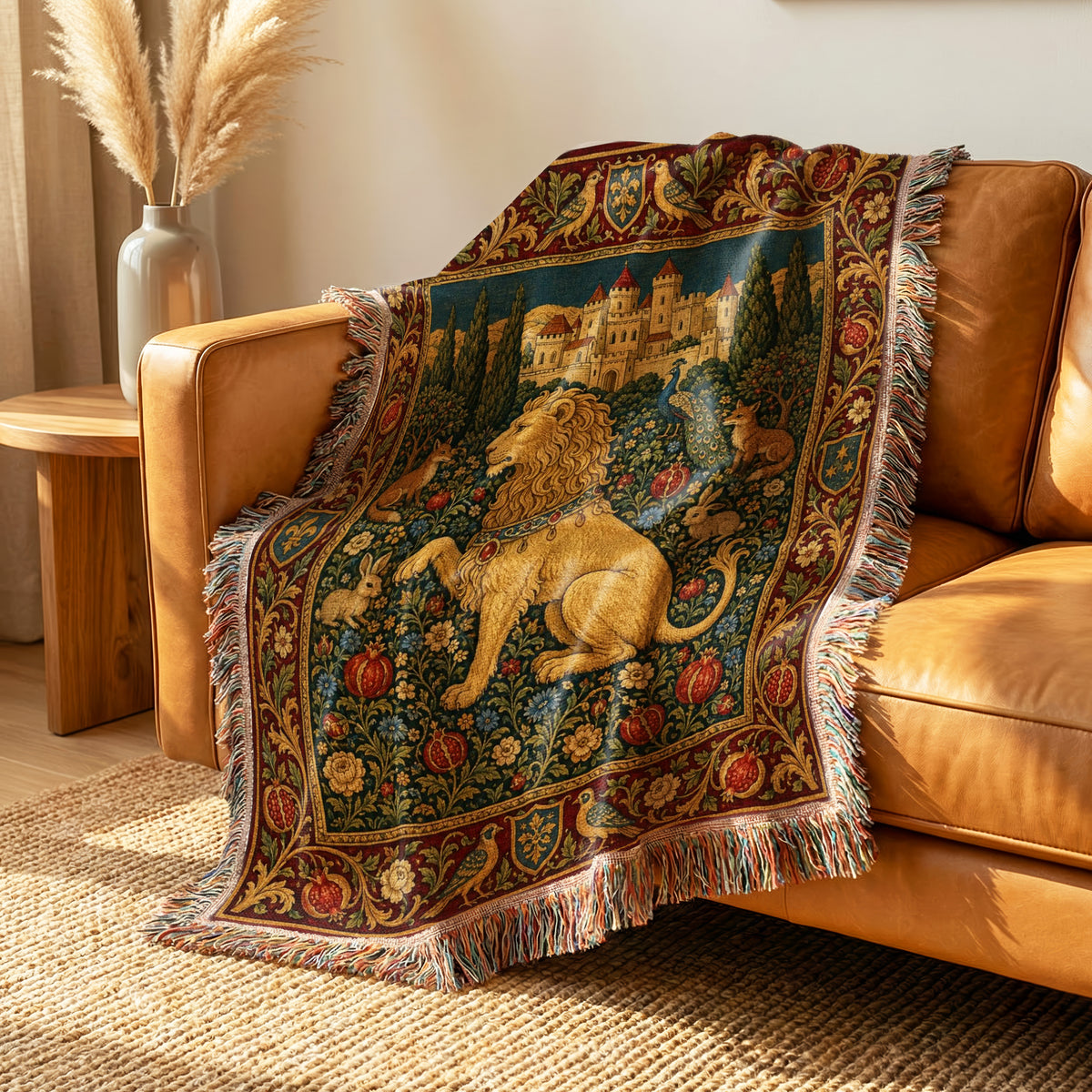 The Lion of the Pomegranate Court Blanket