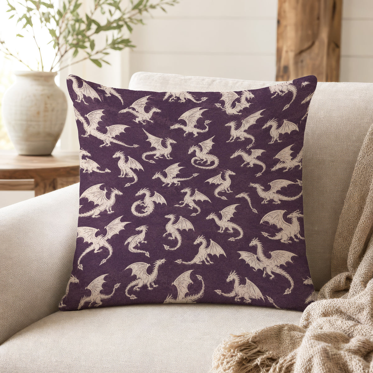 Little Dragons – Plum Fantasy Pillow