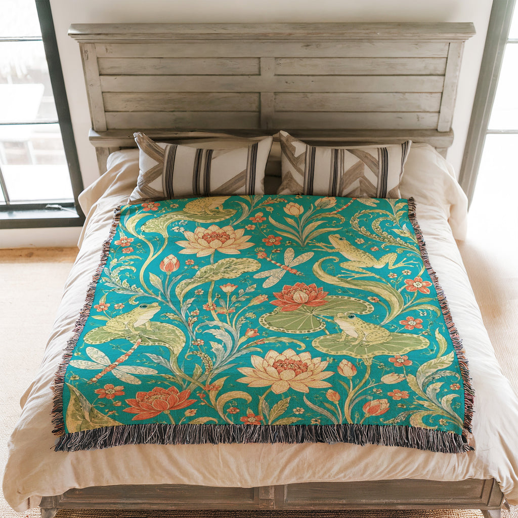 Lotus Pond Frog Blanket