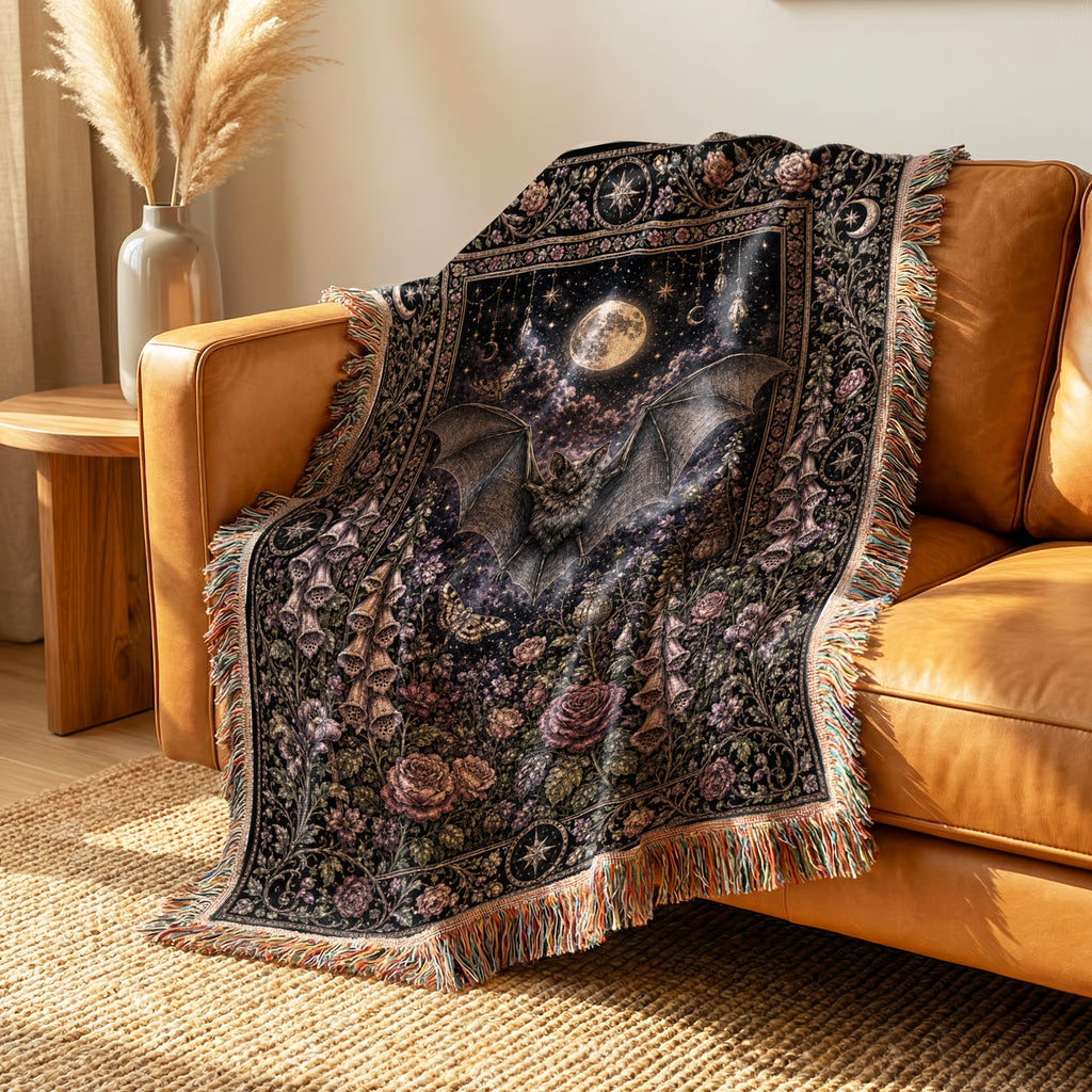 Moonlit Bat Garden Blanket