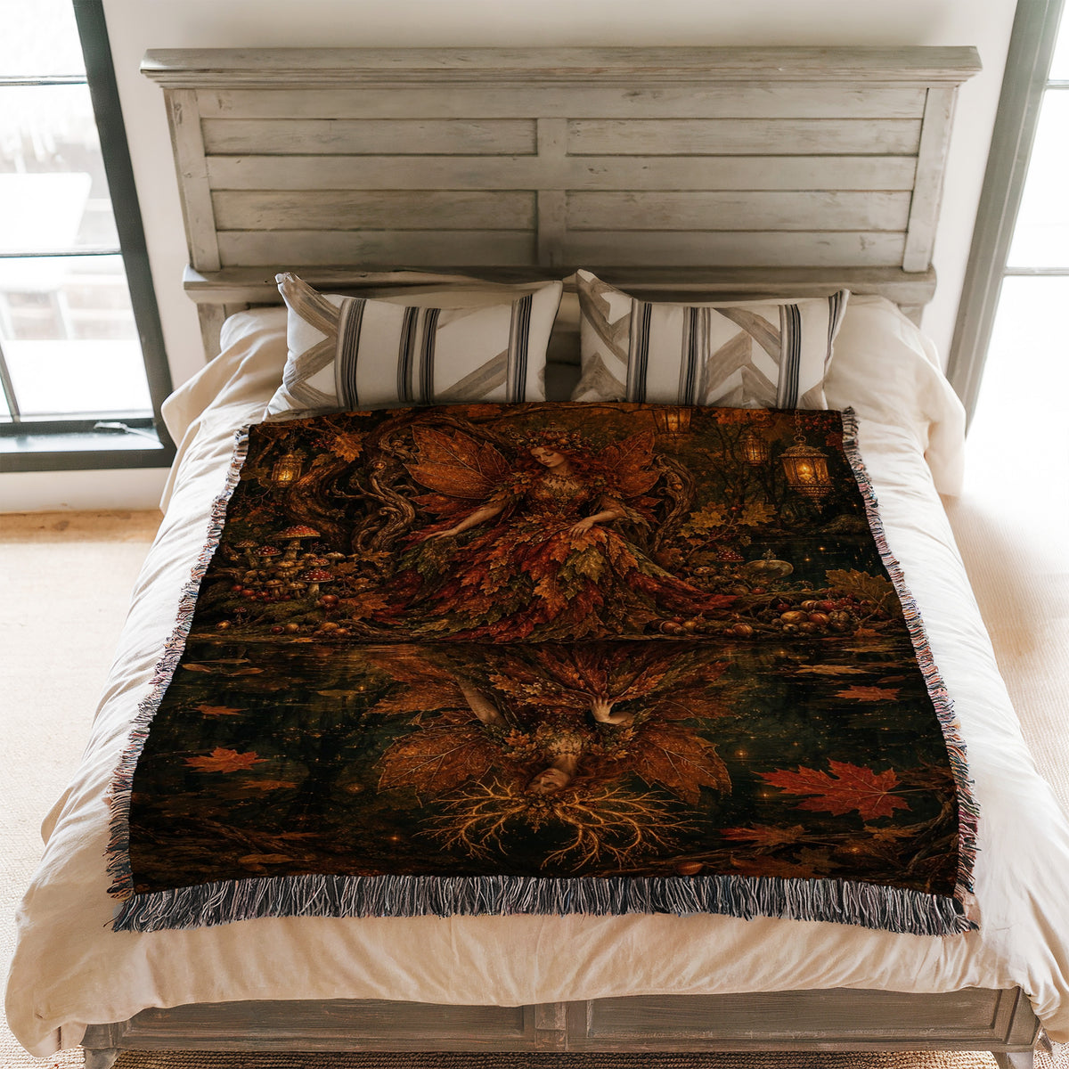 Autumn Lantern Queen Blanket