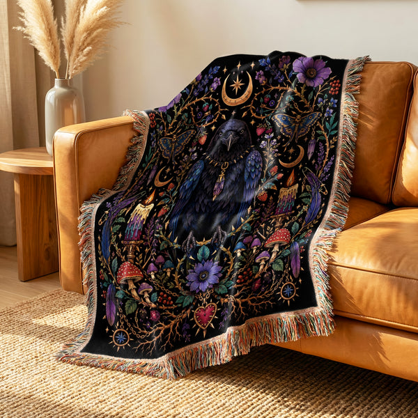 Midnight Raven Moon Blanket