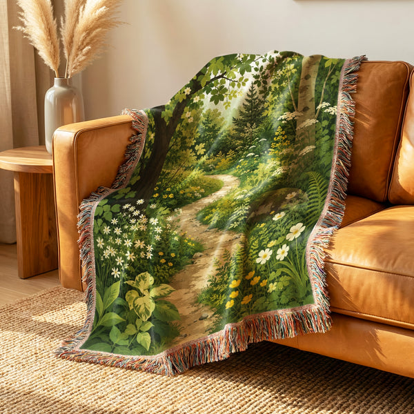 The Sunlit Woodland Path Blanket