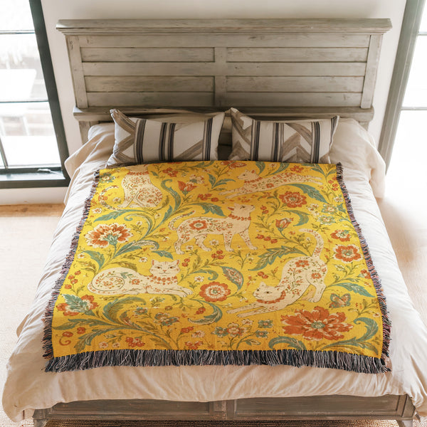 Golden Floral Cat Blanket