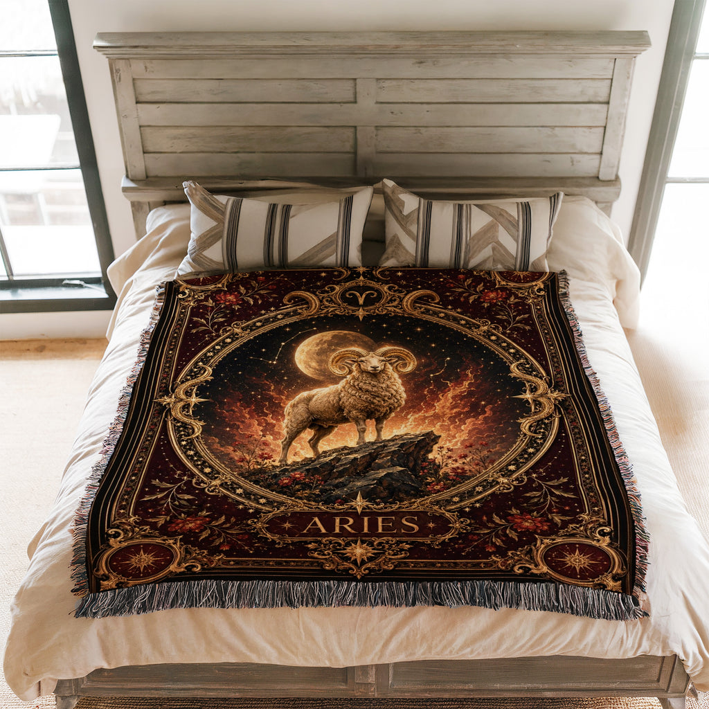 Aries Firemoon Ram Zodiac Blanket