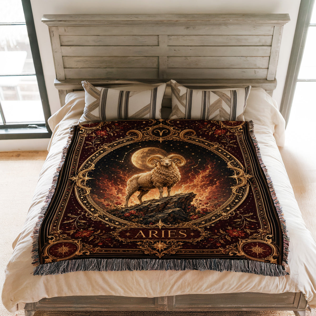 Aries Firemoon Ram Zodiac Blanket
