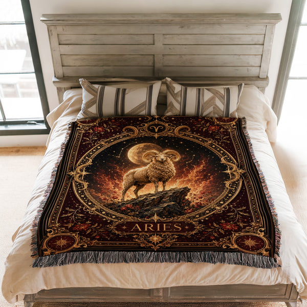 Aries Firemoon Ram Zodiac Blanket