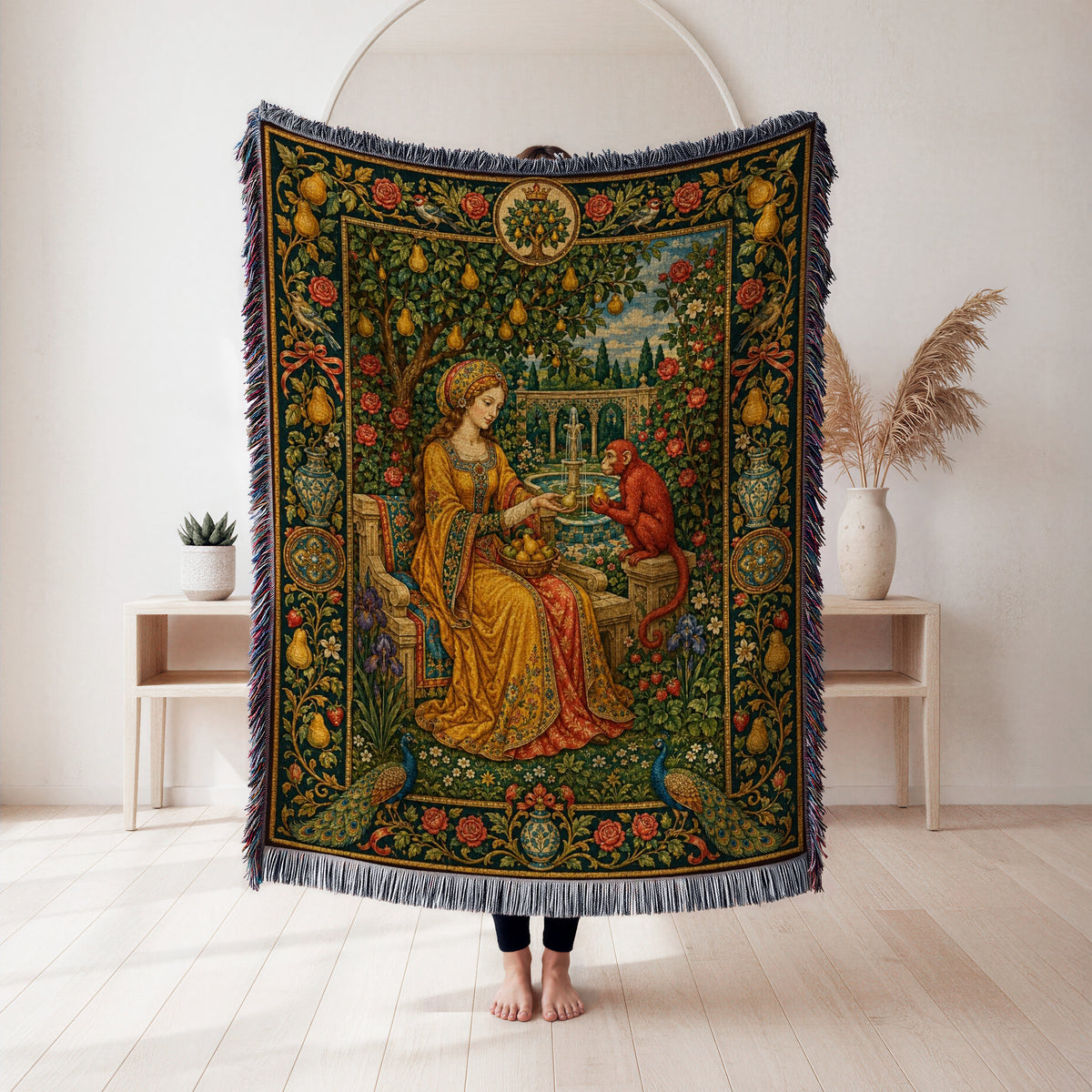 The Pear Garden Monkey Court Blanket