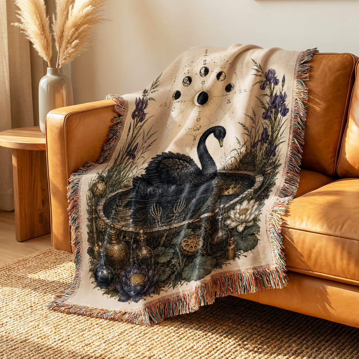 Black Swan Moon Garden Blanket