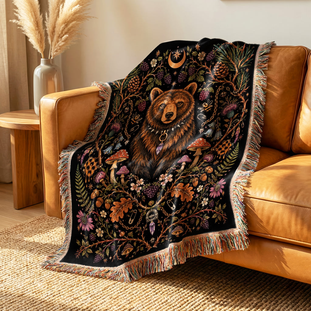 Forest Bear Moon Blanket