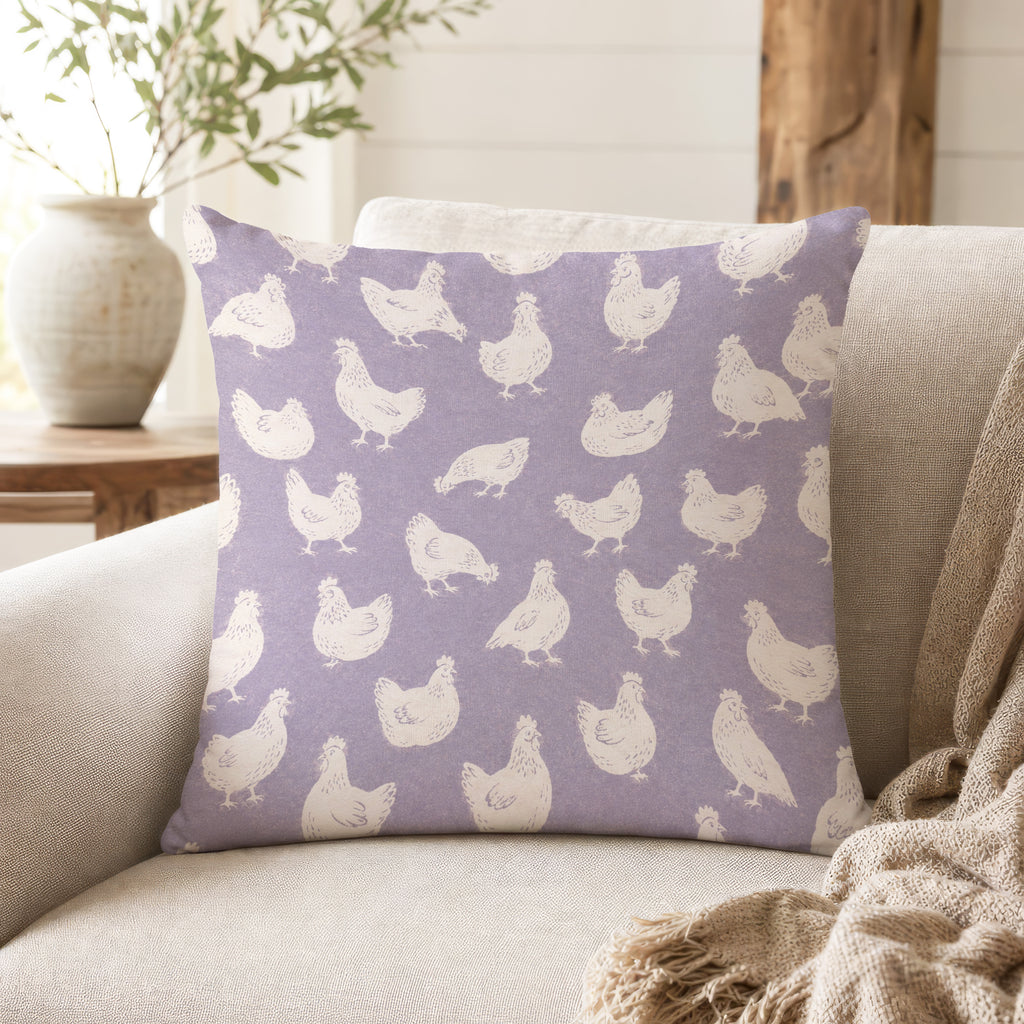 Little Hens – Lavender Farmhouse Pillow
