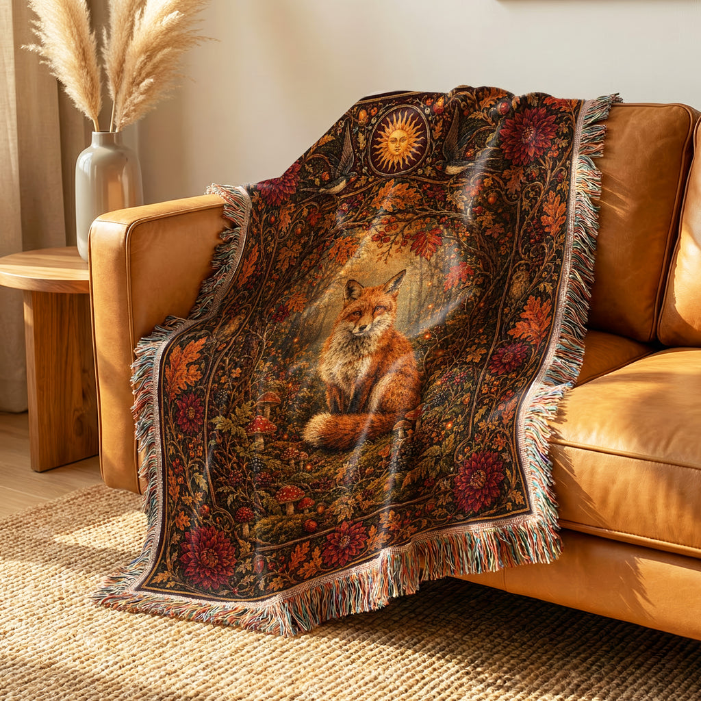 Autumn Woodland Fox Blanket