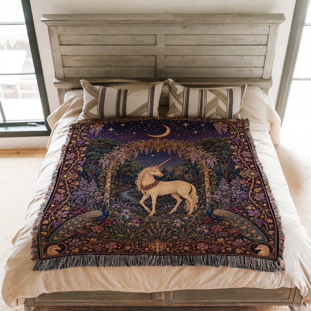 The Wisteria Unicorn Garden Blanket