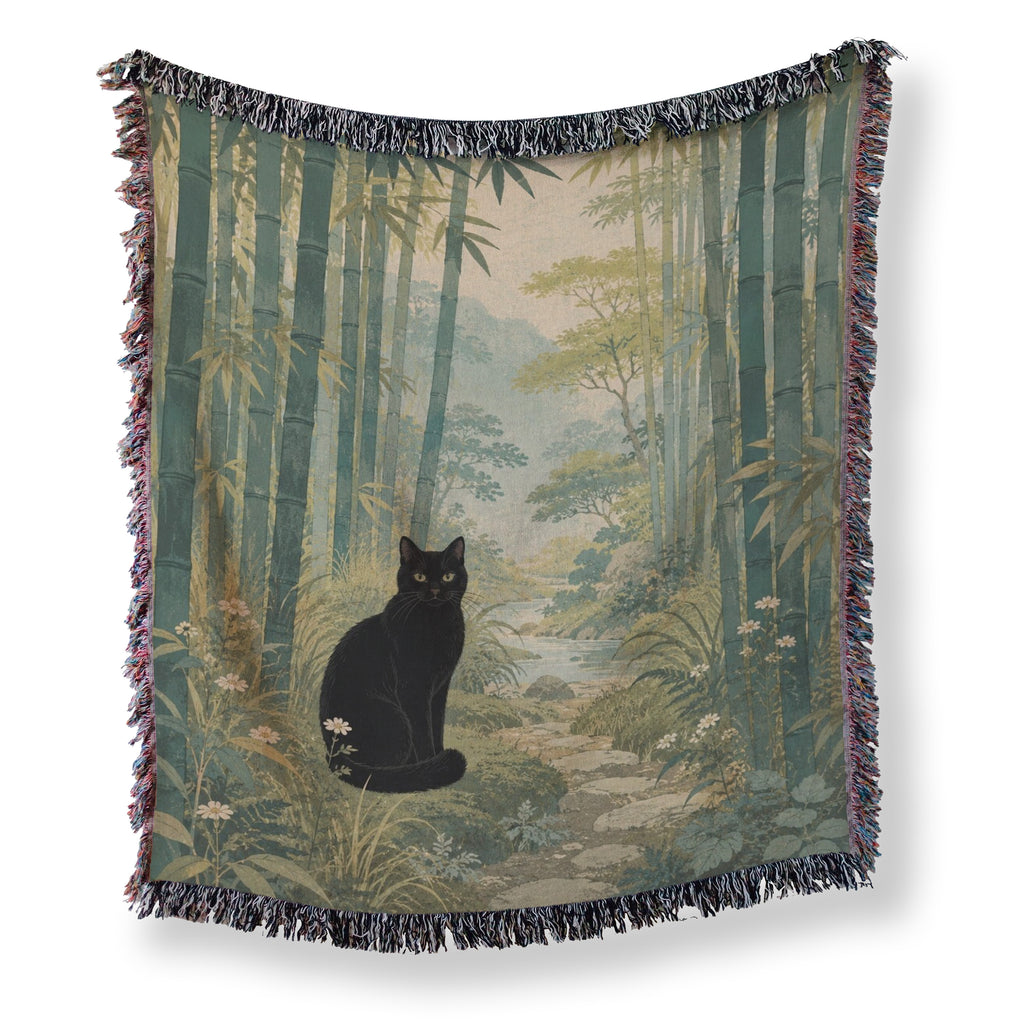 Bamboo Grove Black Cat Blanket