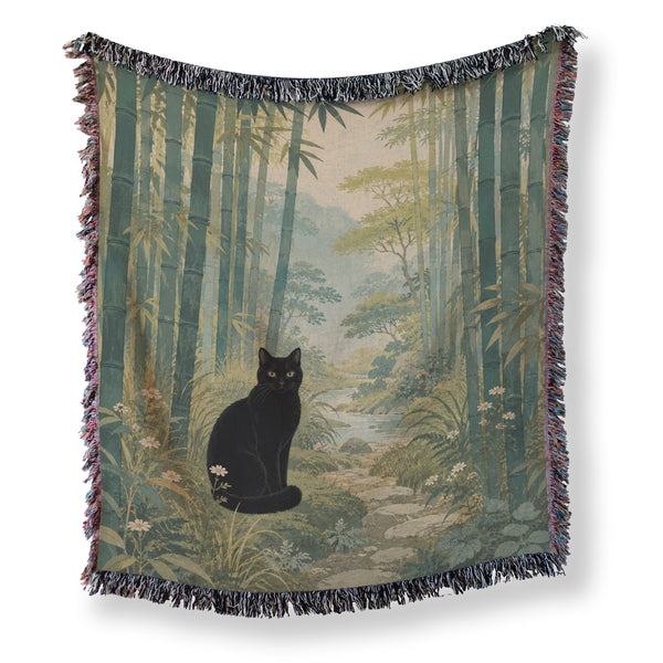 Bamboo Grove Black Cat Blanket