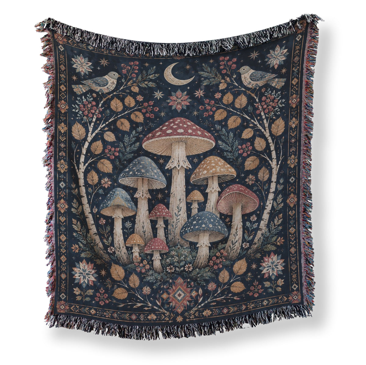 Moonlit Birch Mushroom Blanket Main image