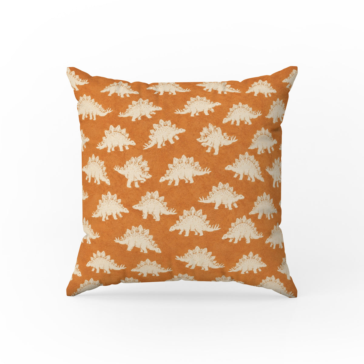 Stegosaurus Parade – Burnt Orange Dinosaur Pillow Main image