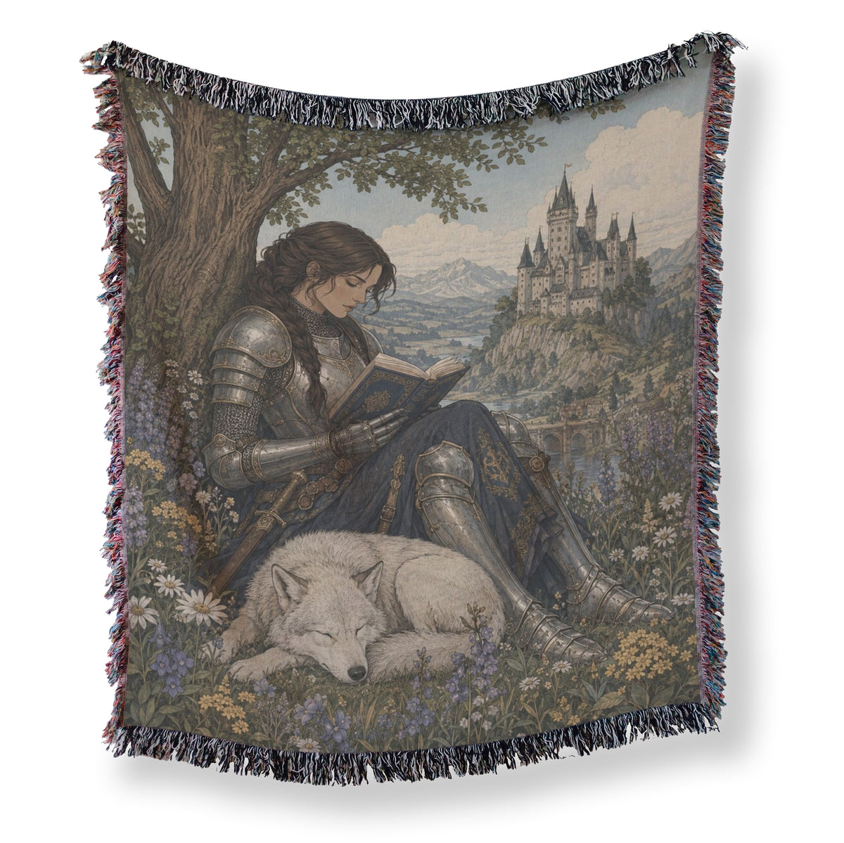 The Scholar Knight & White Wolf Blanket Main image