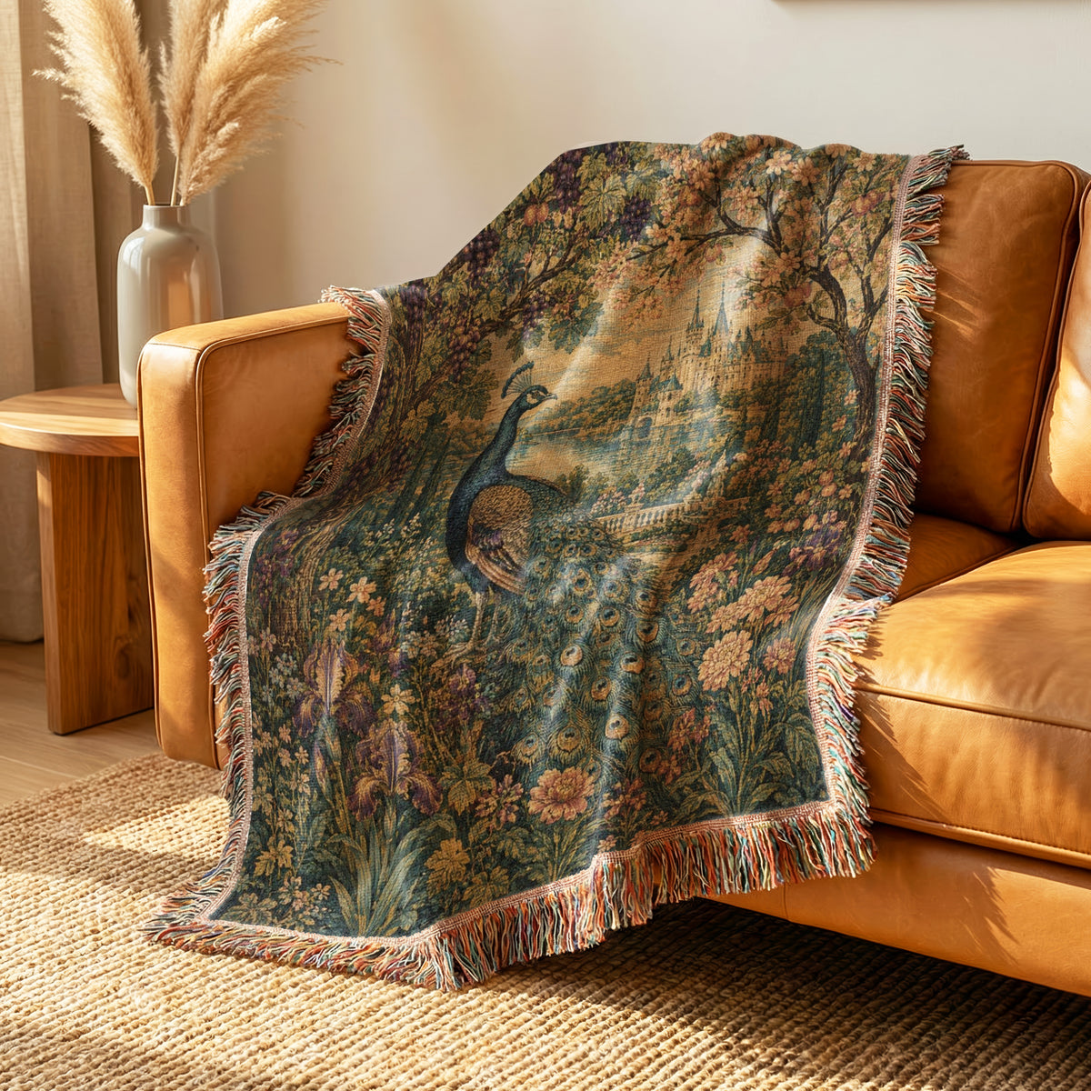 The Peacock of the Lakeside Castle Blanket