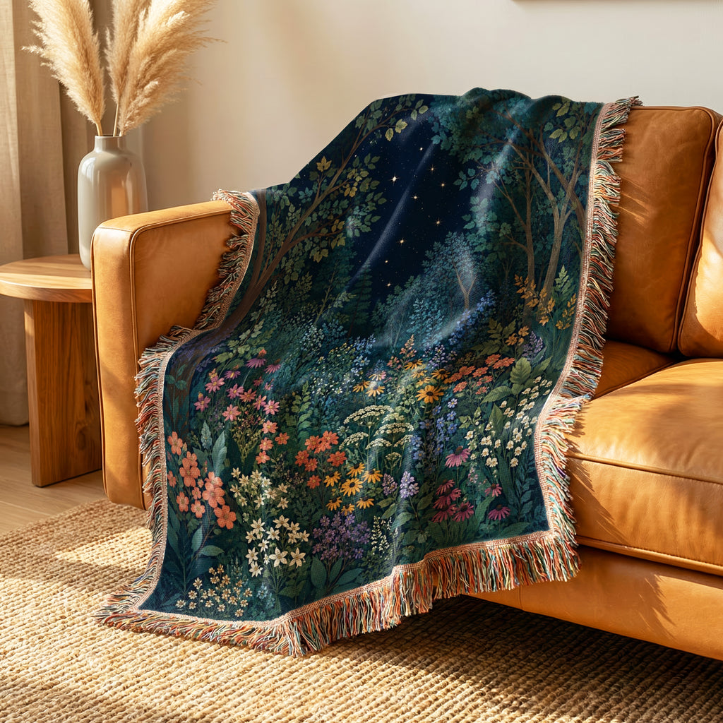 Starlit Wildflower Grove Blanket