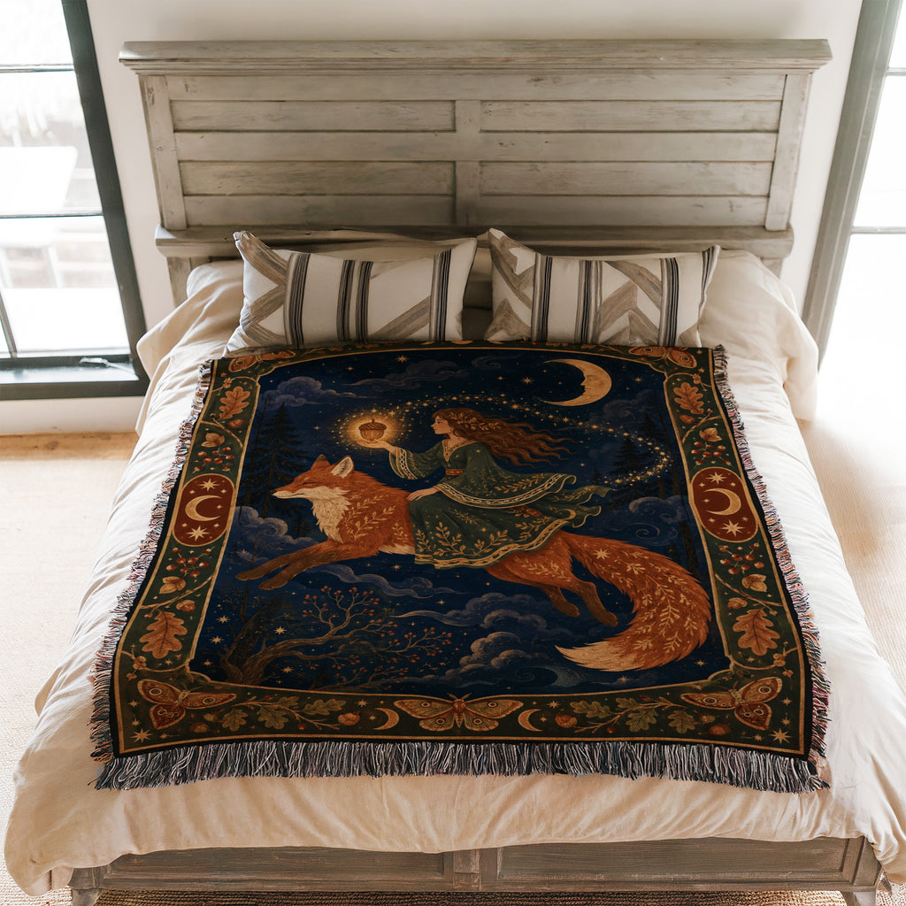 Moonlit Fox Rider Blanket