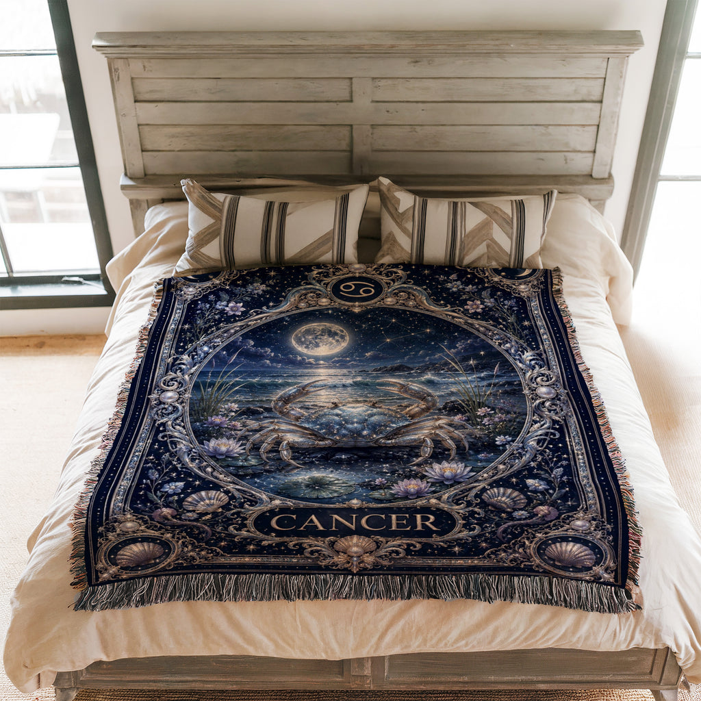Cancer Moonlit Tide Zodiac Blanket