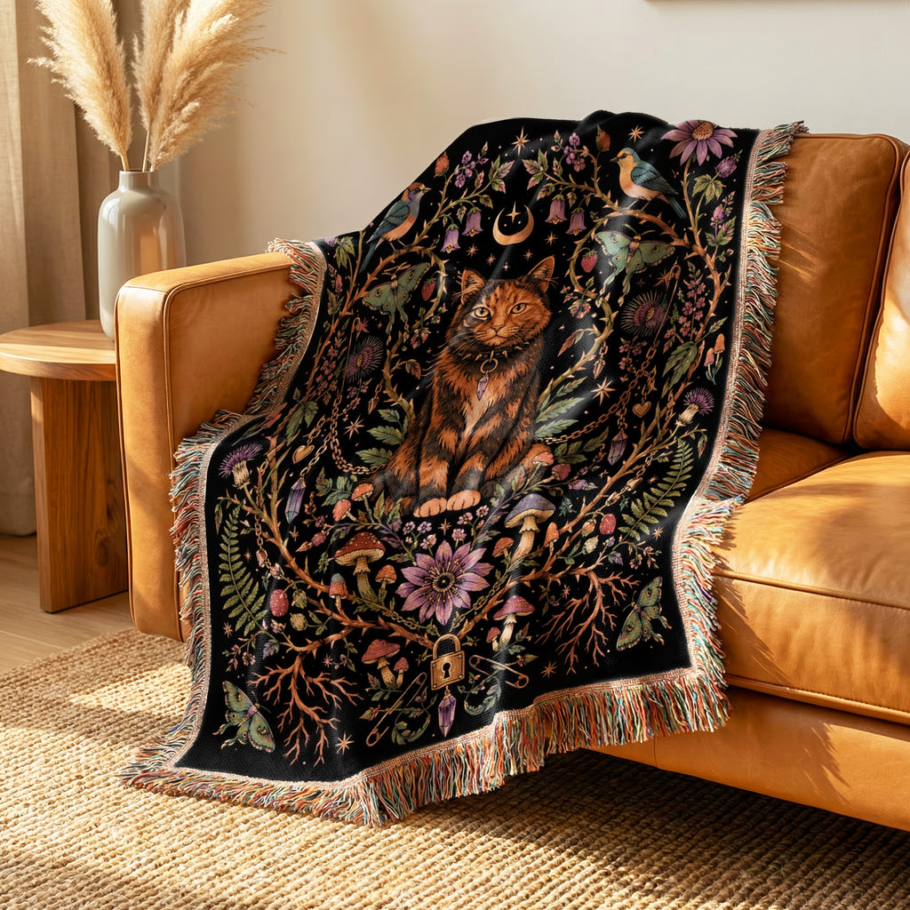 Moonlit Cat Garden Blanket