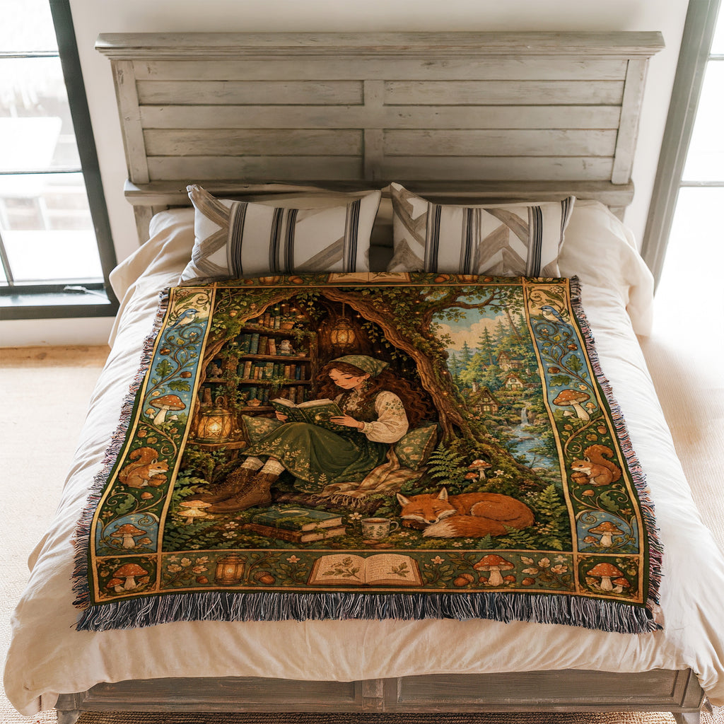 The Woodland Book Nook Blanket
