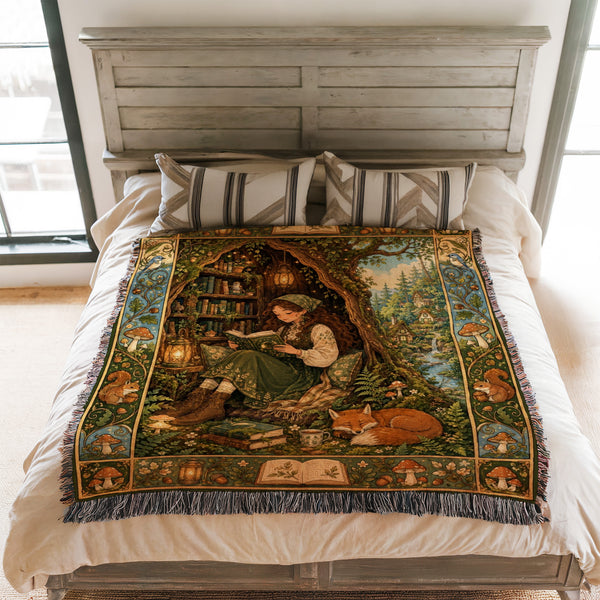 The Woodland Book Nook Blanket
