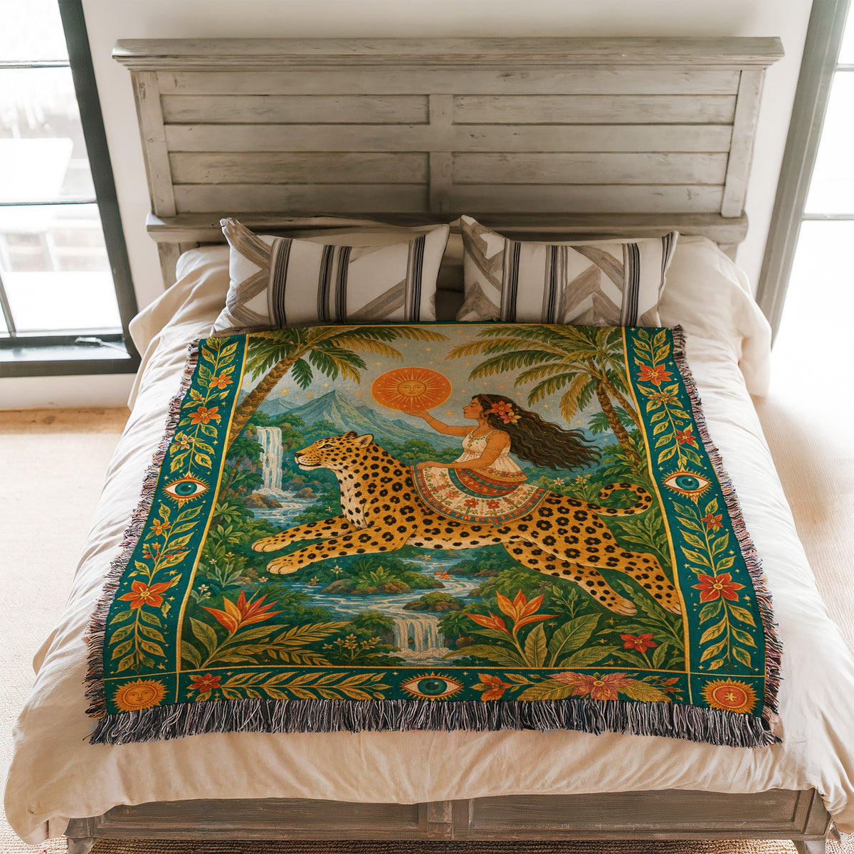 Sunlit Leopard Jungle Blanket