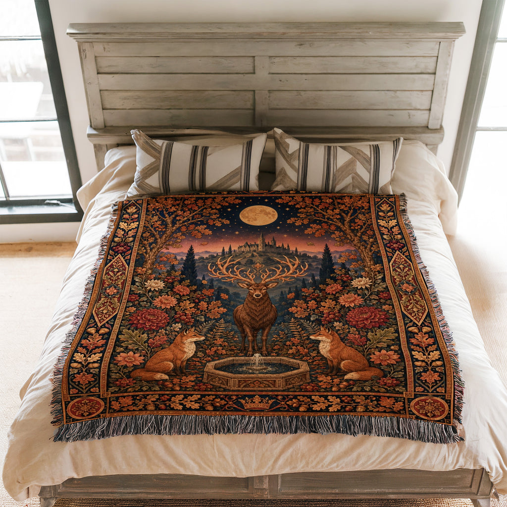 The Stag of the Autumn Moon Blanket